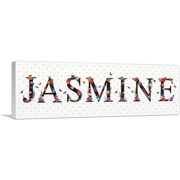 ARTCANVAS JASMINE Girls Name Room Decor Canvas Art Print - Size: 36" x 12" (0.75" Deep)