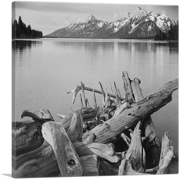ARTCANVAS Jackson Lake - Grand Teton National Park - Wyoming Canvas Art Print by Ansel Adams - Size: 18" x 18" (0.75" Deep)