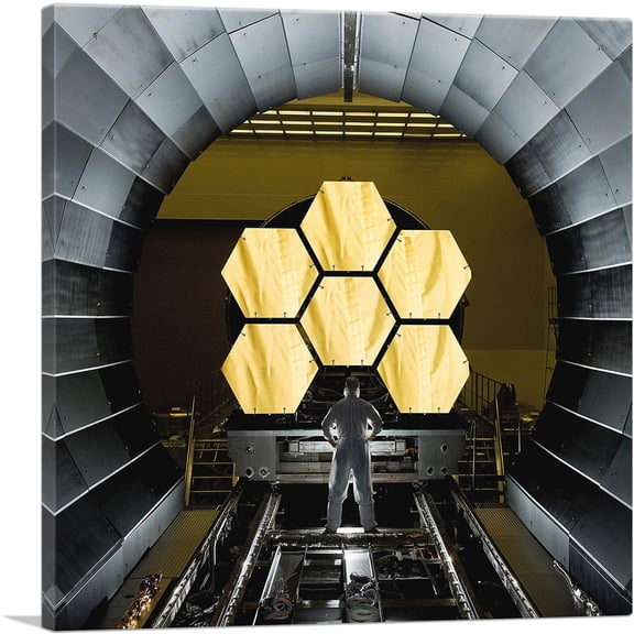 ARTCANVAS James Webb NASA Telescope Hexagonal Honeycomb Mirrors Canvas Art Print - Size: 12" x 12" (0.75" Deep)