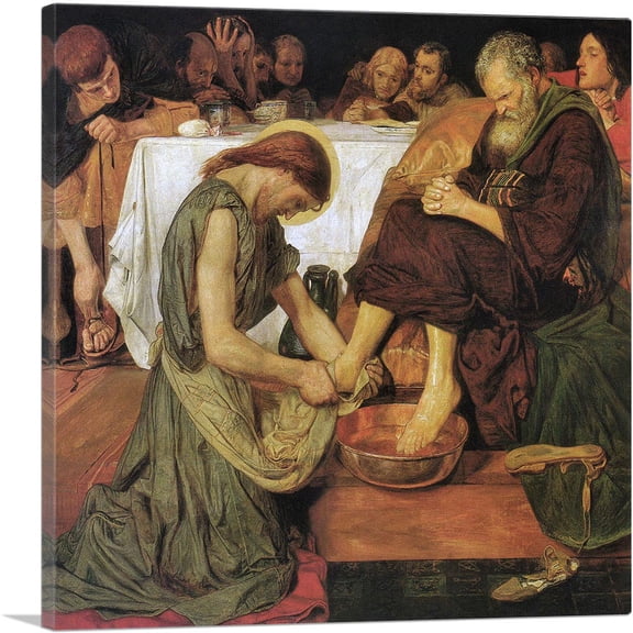 ARTCANVAS Jesus Washing Peter's Feet 1852 Canvas Art Print by Ford Madox Brown - Size: 18" x 18" (1.50" Deep)
