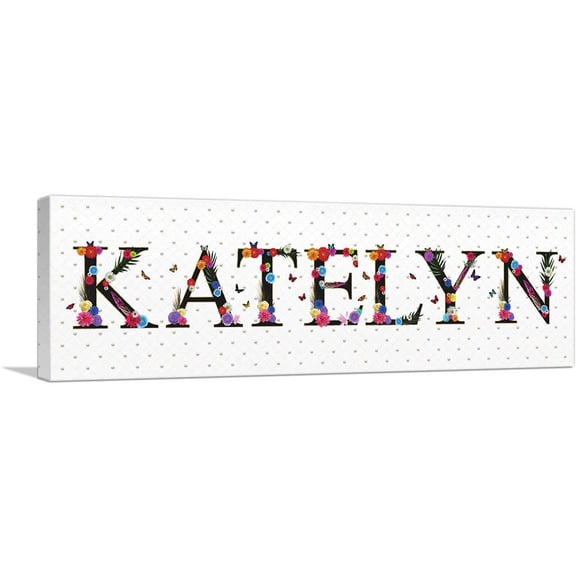 ARTCANVAS KATELYN Girls Name Room Decor Canvas Art Print - Size: 36" x 12" (0.75" Deep)