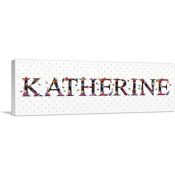 ARTCANVAS KATHERINE Girls Name Room Decor Canvas Art Print - Size: 36" x 12" (0.75" Deep)