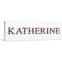 ARTCANVAS KATHERINE Girls Name Room Decor Canvas Art Print - Size: 36" x 12" (0.75" Deep)