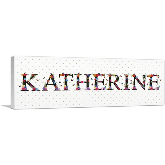 ARTCANVAS KATHERINE Girls Name Room Decor Canvas Art Print - Size: 36" x 12" (1.50" Deep)