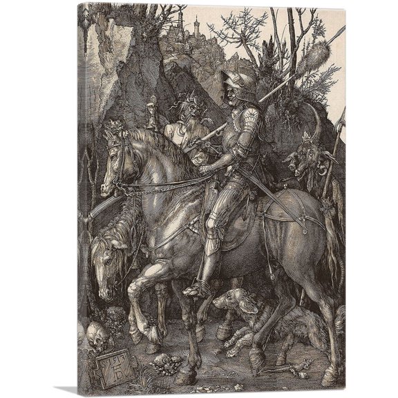 ARTCANVAS Knight, Death and the Devil Canvas Art Print by Albrecht Durer - Size: 60" x 40" (1.50" Deep) (3-Piece)
