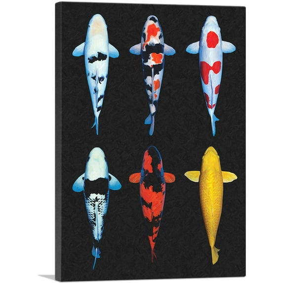 ARTCANVAS Koi Carp Fish Asia Japan China Canvas Art Print - Size: 60" x 40" (1.50" Deep) (3-Piece)