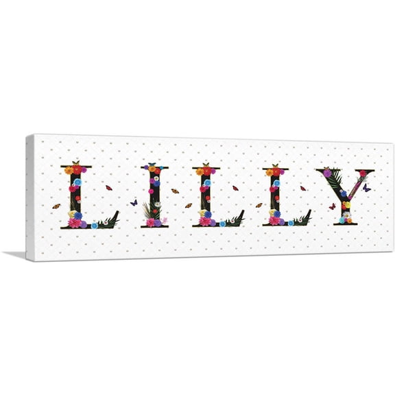 ARTCANVAS LILLY Girls Name Room Decor Canvas Art Print - Size: 36" x 12" (0.75" Deep)