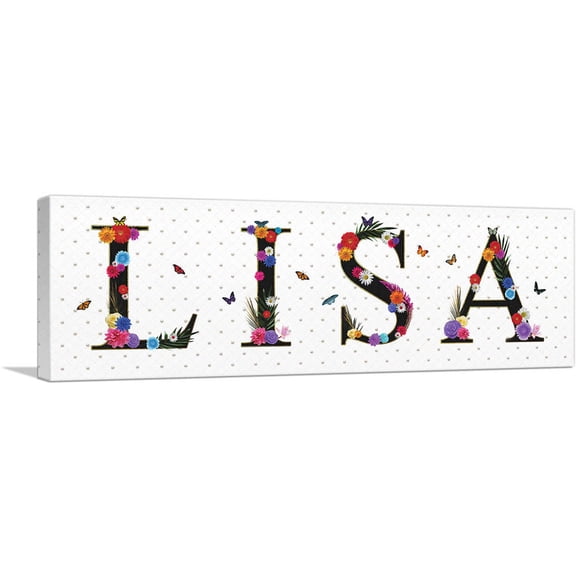 ARTCANVAS LISA Girls Name Room Decor Canvas Art Print - Size: 36" x 12" (0.75" Deep)
