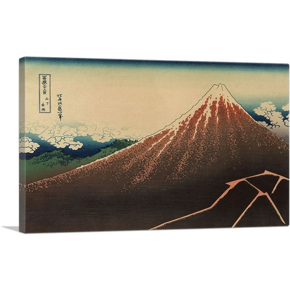 ARTCANVAS Lightning Below The Summit - Storm below Mount Fuji 1832 Canvas Art Print by Katsushika Hokusai - Size: 40" x 26" (1.50" Deep)
