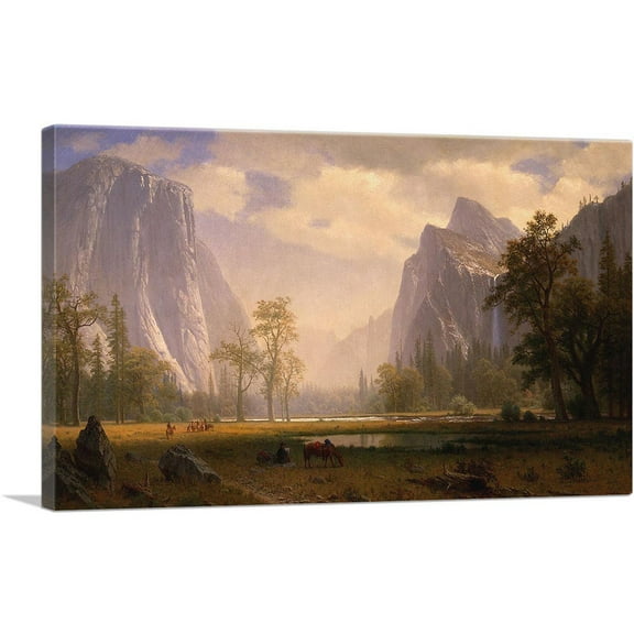 ARTCANVAS Looking Up The Yosemite Valley Canvas Art Print by Albert Bierstadt - Size: 26" x 18" (0.75" Deep)