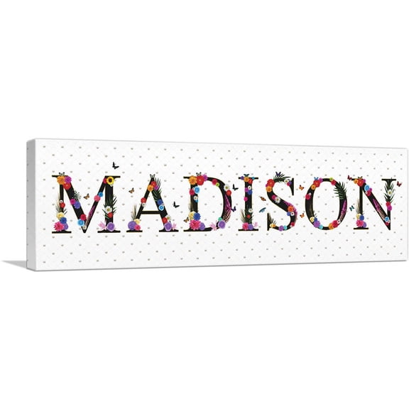 ARTCANVAS MADISON Girls Name Room Decor Canvas Art Print - Size: 36" x 12" (0.75" Deep)