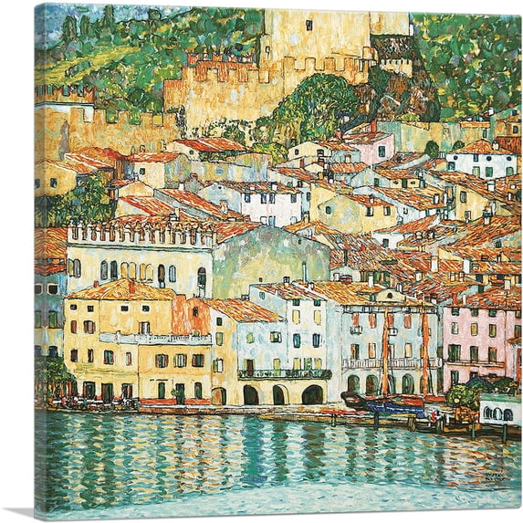 ARTCANVAS Malcesine Lake Garda 1913 Canvas Art Print by Gustav Klimt - Size: 18" x 18" (1.50" Deep)