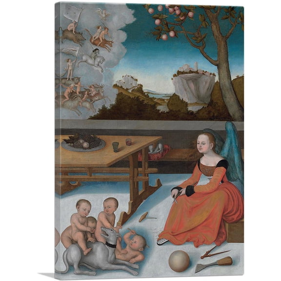 ARTCANVAS Melancholia 1528 Canvas Art Print by Lucas Cranach the Elder - Size: 12" x 8" (0.75" Deep)