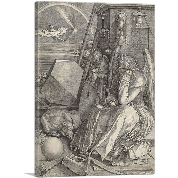 ARTCANVAS Melencolia I 1514 Canvas Art Print by Albrecht Durer - Size: 60" x 40" (1.50" Deep) (3-Piece)