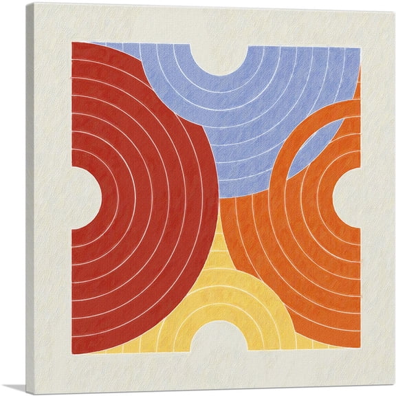 ARTCANVAS Mid-Century Modern A Square of Half Circles Canvas Art Print - Size: 18" x 18" (1.50" Deep)