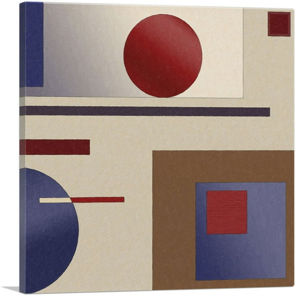 ARTCANVAS Mid-Century Modern Big Red Dot Canvas Art Print - Size: 18" x 18" (0.75" Deep)