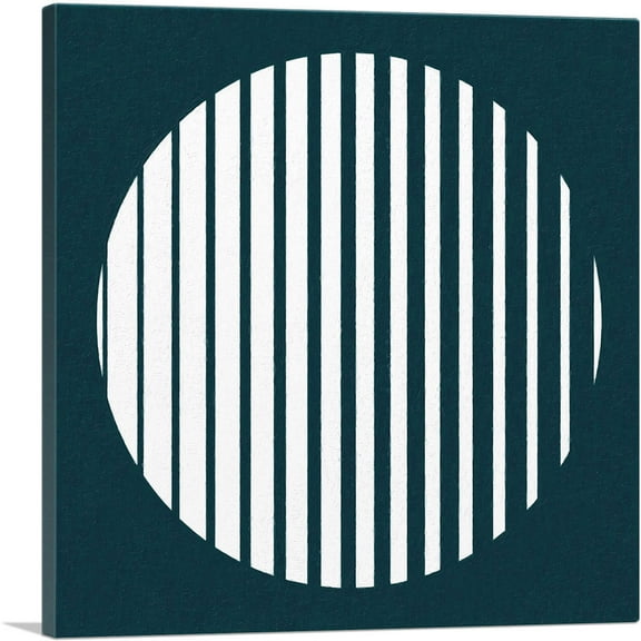 ARTCANVAS Mid-Century Modern Blinded Moon in Teal Canvas Art Print - Size: 18" x 18" (0.75" Deep)