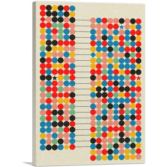 ARTCANVAS Mid-Century Modern Circles, Diamonds, and Stars Canvas Art Print - Size: 60" x 40" (1.50" Deep) (3-Piece)