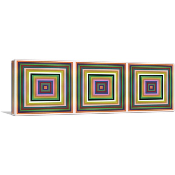 ARTCANVAS Mid-Century Modern Colorful Square Tunnels Canvas Art Print - Size: 36" x 12" (0.75" Deep)