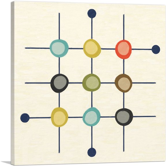 ARTCANVAS Mid-Century Modern Connect the Egg Yolks Canvas Art Print - Size: 12" x 12" (0.75" Deep)