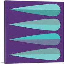 ARTCANVAS Mid-Century Modern Cyan and Violet Spikes Canvas Art Print - Size: 18" x 18" (0.75" Deep)