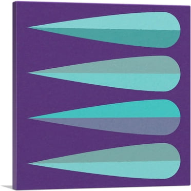 ARTCANVAS Mid-Century Modern Cyan and Violet Spikes Canvas Art Print - Size: 18" x 18" (0.75" Deep)