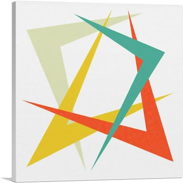 ARTCANVAS Mid-Century Modern Pointed Boomerangs Canvas Art Print - Size: 18" x 18" (0.75" Deep)