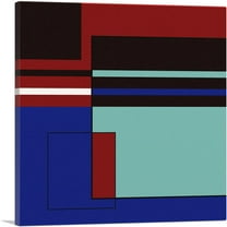 ARTCANVAS Mid-Century Modern Red, Blue, and Black Composition No. 1 Canvas Art Print - Size: 18" x 18" (0.75" Deep)