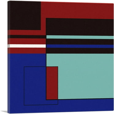 ARTCANVAS Mid-Century Modern Red, Blue, and Black Composition No. 1 Canvas Art Print - Size: 18" x 18" (0.75" Deep)