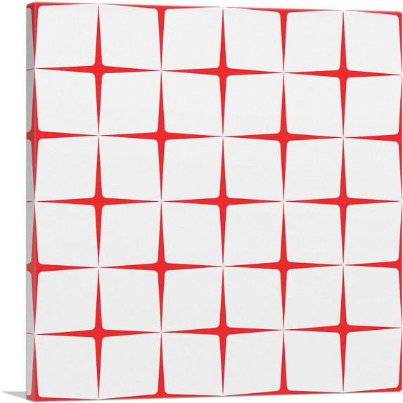 ARTCANVAS Mid-Century Modern Thin Red Stars Canvas Art Print - Size: 12" x 12" (0.75" Deep)