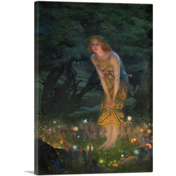 ARTCANVAS Midsummer Eve 1908 Canvas Art Print by Edward Robert Hughes - Size: 12" x 8" (0.75" Deep)