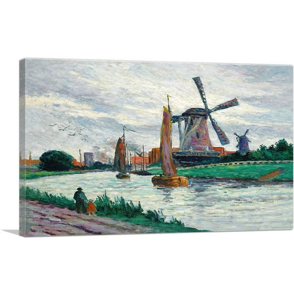ARTCANVAS Mills In Holland 1907 Canvas Art Print by Maximilien Luce - Size: 26" x 18" (0.75" Deep)