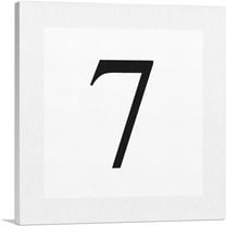ARTCANVAS Modern Black and White Gray Serif Alphabet Number 7 Seven Numeral Canvas Art Print - Size: 18" x 18" (0.75" Deep)