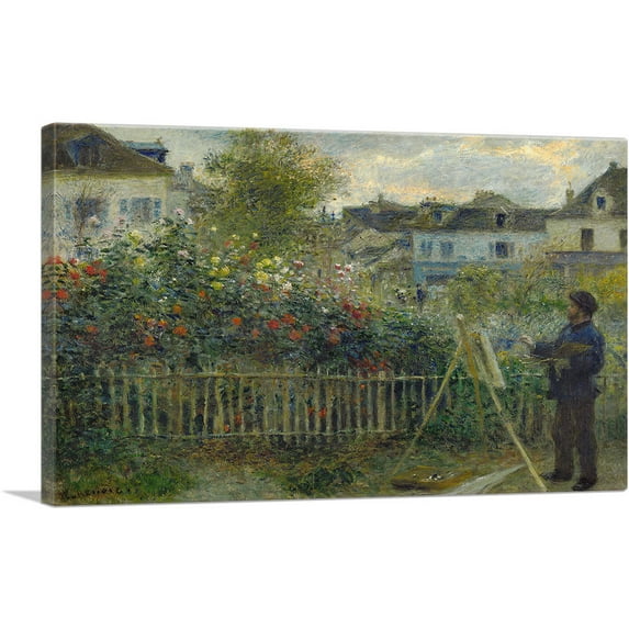 ARTCANVAS Monet Painting His Garden at Argenteuil 1873 Canvas Art Print by Pierre-Auguste Renoir - Size: 18" x 12" (0.75" Deep)