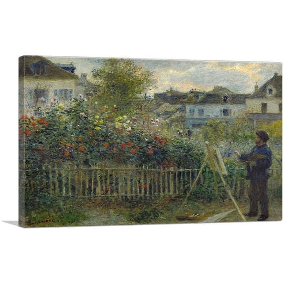 ARTCANVAS Monet Painting His Garden at Argenteuil 1873 Canvas Art Print by Pierre-Auguste Renoir - Size: 60" x 40" (1.50" Deep) (3-Piece)