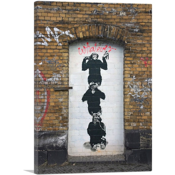 ARTCANVAS Monkey Business Canvas Art Print by Banksy - Size: 26" x 18" (1.50" Deep)