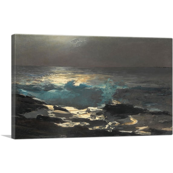 ARTCANVAS Moonlight - Wood Island Light 1894 Canvas Art Print by Winslow Homer - Size: 40" x 26" (1.50" Deep)