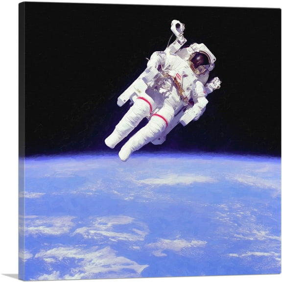 ARTCANVAS NASA Astronaut Orbiting in Earth's Atmosphere Canvas Art Print - Size: 18" x 18" (0.75" Deep)