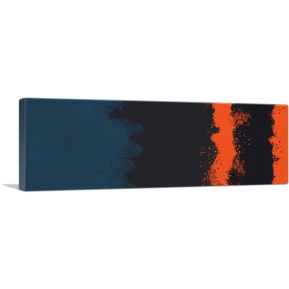ARTCANVAS Navy Blue Orange Black Modern Panoramic Canvas Art Print - Size: 36" x 12" (0.75" Deep)