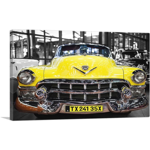 ARTCANVAS New York City Old Vintage Yellow Taxi Cab Canvas Art Print - Size: 26" x 18" (0.75" Deep)