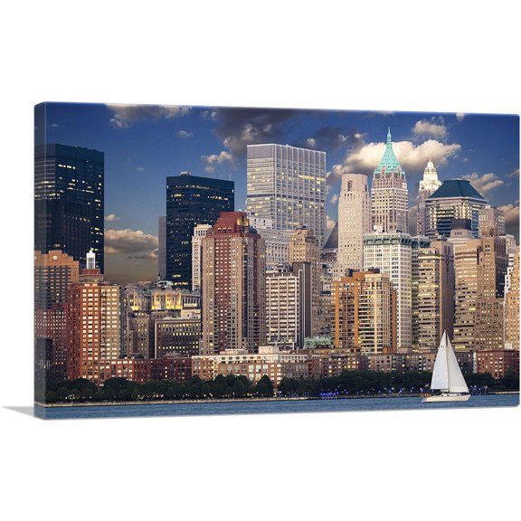 ARTCANVAS New York Downtown Skyline Canvas Art Print - Size: 18" x 12" (0.75" Deep)