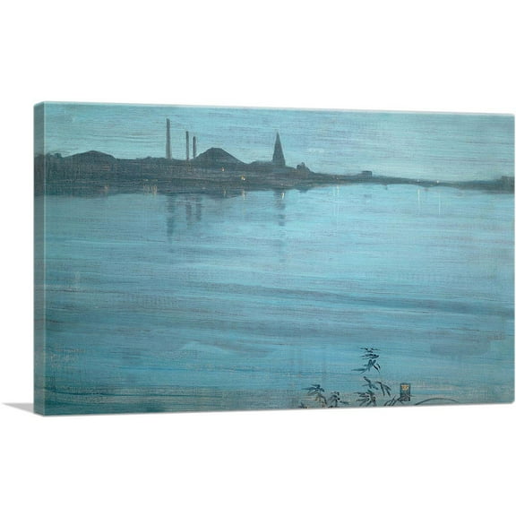 ARTCANVAS Nocturne in Blue and Silver 1871 Canvas Art Print by James Abbott McNeill Whistler - Size: 26" x 18" (0.75" Deep)