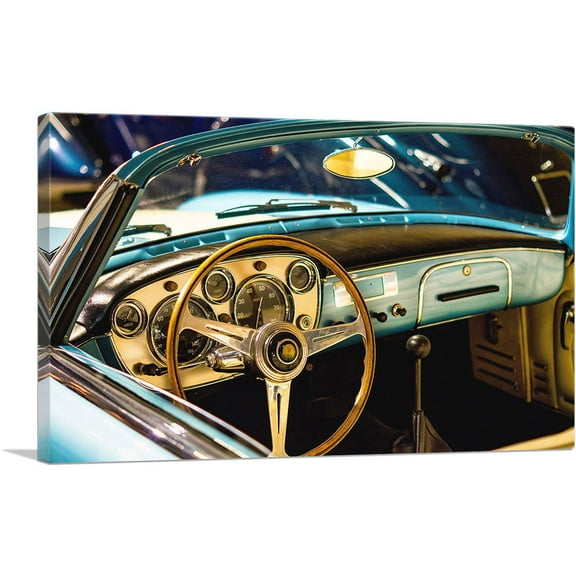 ARTCANVAS Old Car Interior Home decor Canvas Art Print - Size: 12" x 8" (0.75" Deep)