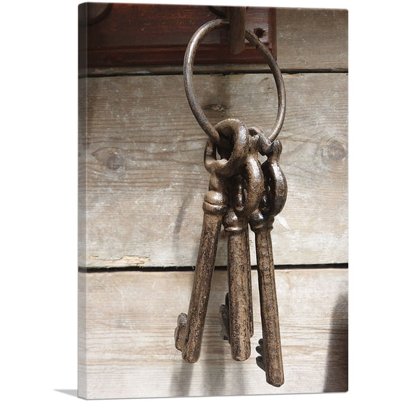 ARTCANVAS Old Keys Home decor Canvas Art Print - Size: 60" x 40" (0.75" Deep) (3-Piece)