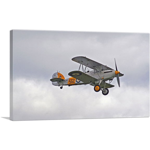 ARTCANVAS Old Vintage Fighter Plane Flying Canvas Art Print - Size: 18" x 12" (1.50" Deep)