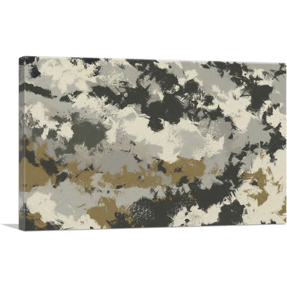 ARTCANVAS Olive Gray Tan Black Modern Rectangle Canvas Art Print - Size: 18" x 12" (1.50" Deep)