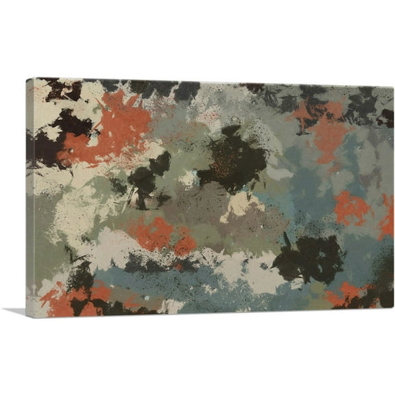 ARTCANVAS Olive Orange Tan Modern Rectangle Canvas Art Print - Size: 26" x 18" (0.75" Deep)