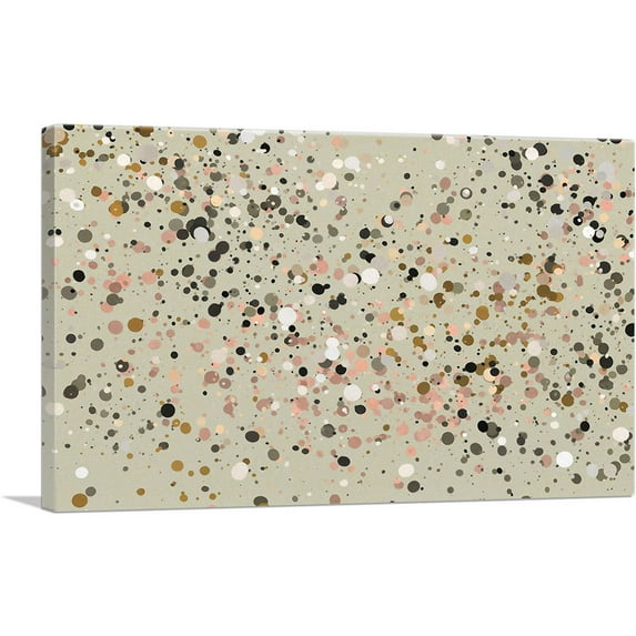 ARTCANVAS Olive Pink Green White Spots Modern Canvas Art Print - Size: 12" x 8" (0.75" Deep)