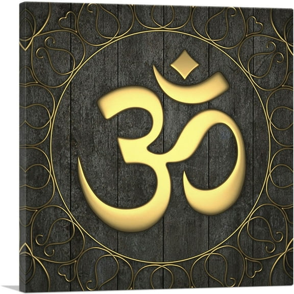 ARTCANVAS Om Sacred Hindu Religious Symbol Canvas Art Print - Size: 12" x 12" (0.75" Deep)