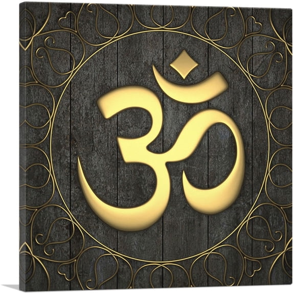 ARTCANVAS Om Sacred Hindu Religious Symbol Canvas Art Print - Size: 18" x 18" (0.75" Deep)